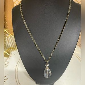 Clear stone Pendant in a fashion bronze antique finish. 18”